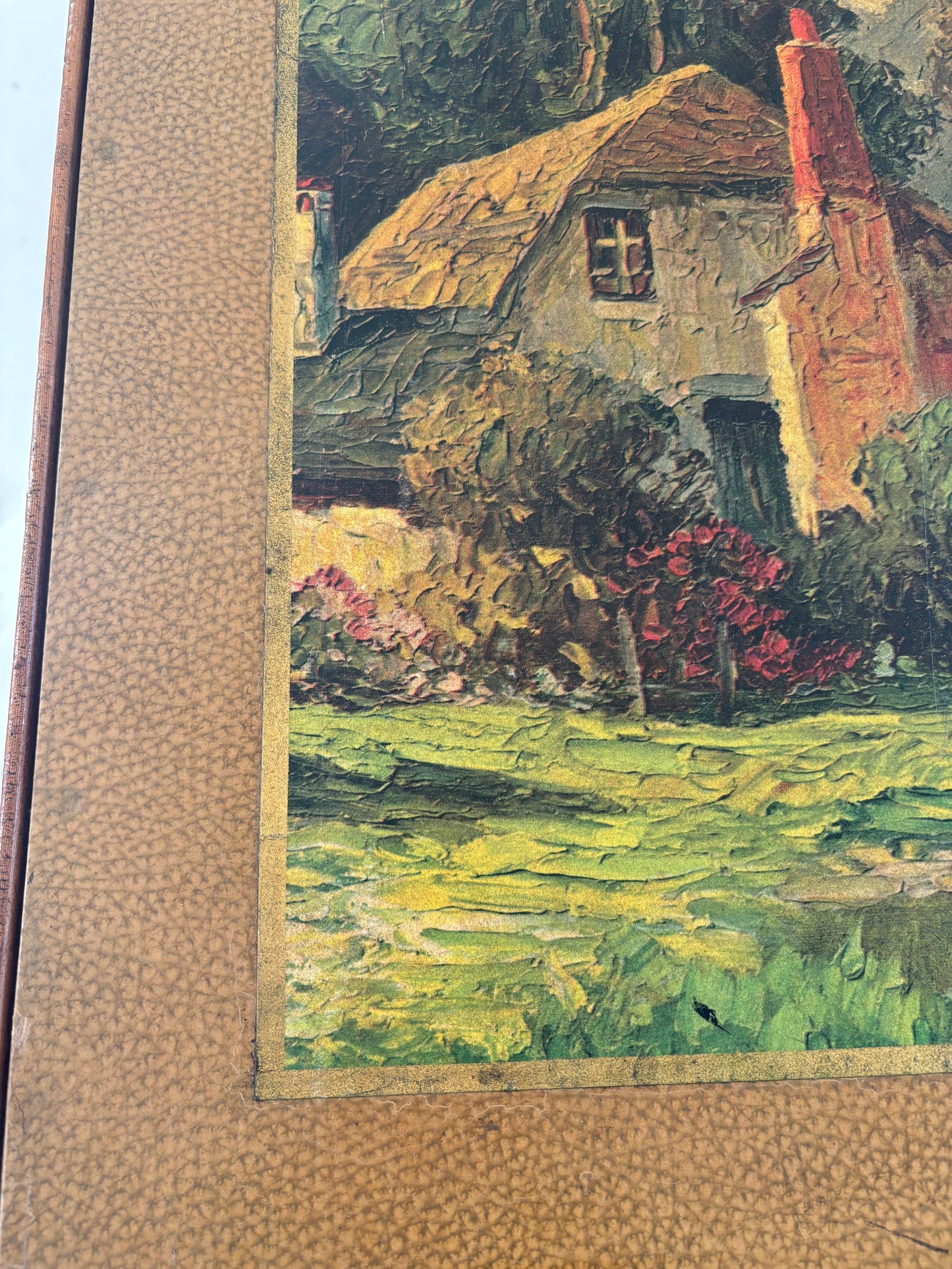 Antique Folding Card Table- Cottage on Pond