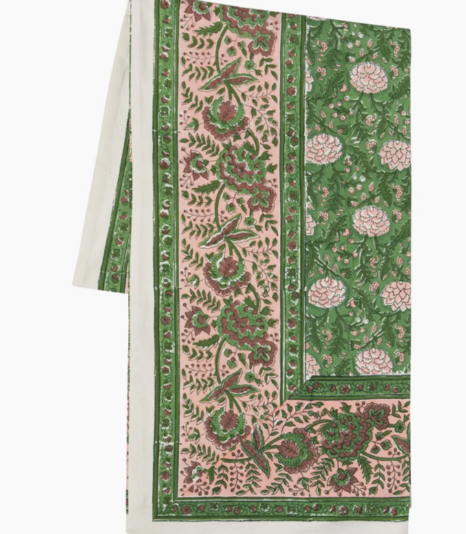Peony -Block Printed Table Cloth