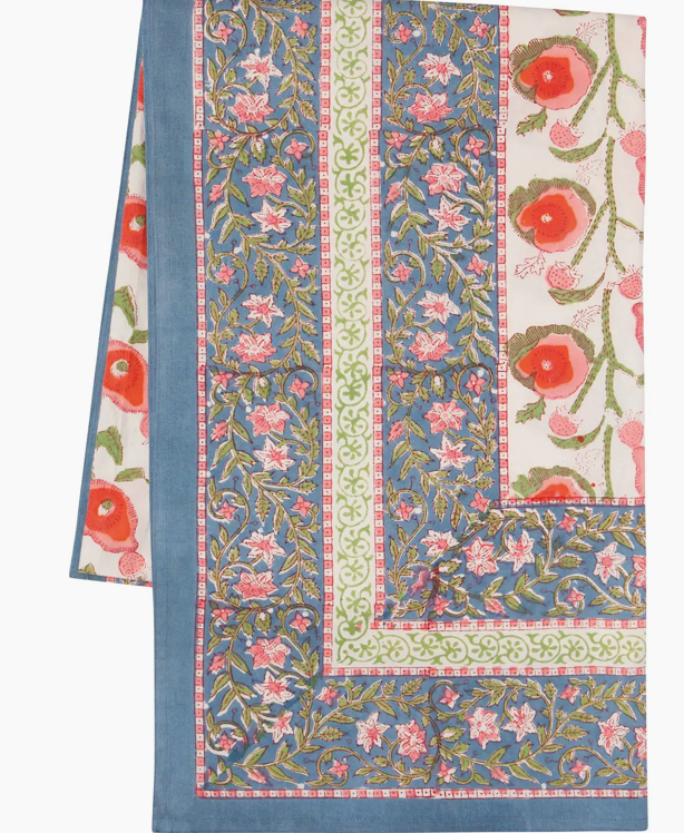 Poppy -Block Printed Table Cloth