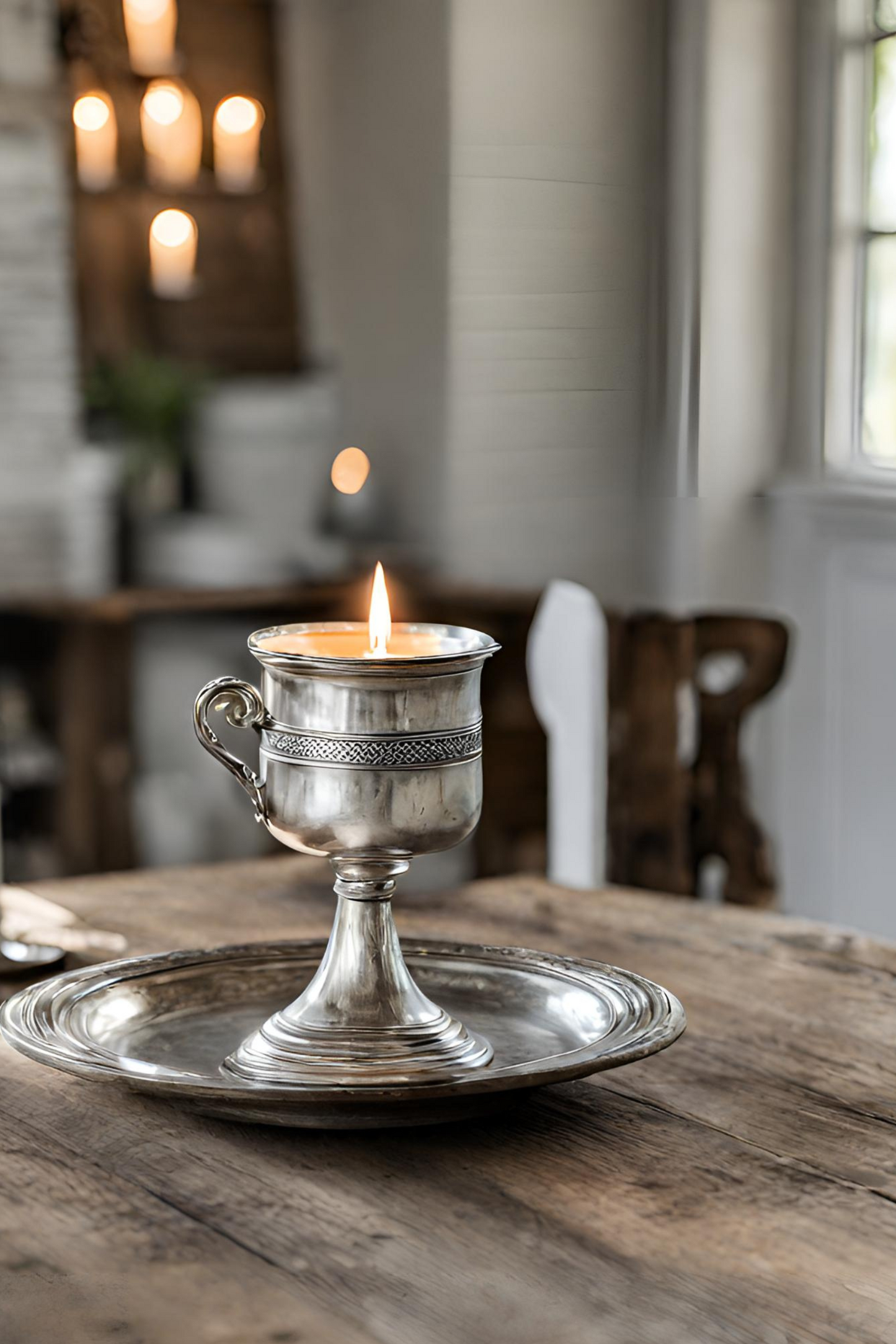 Vintage Silver Cup Candle