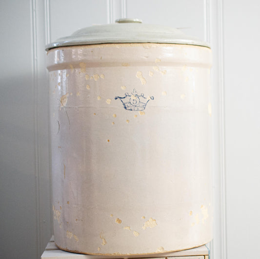 Antique 5 Gallon Crock With Lid