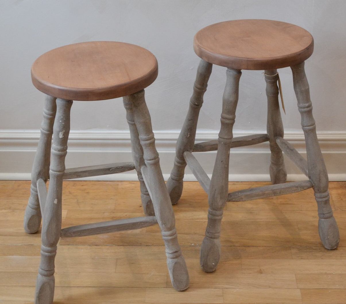 Set of 2 Wood Stools