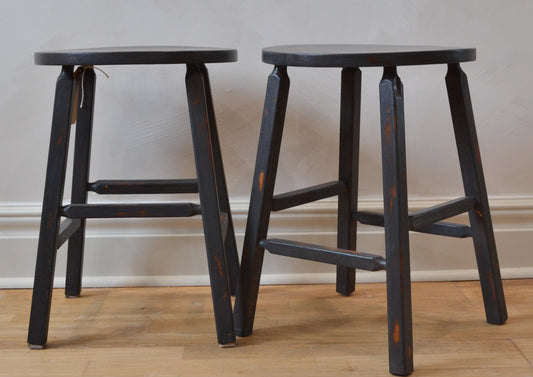 Black wooden rustic stools