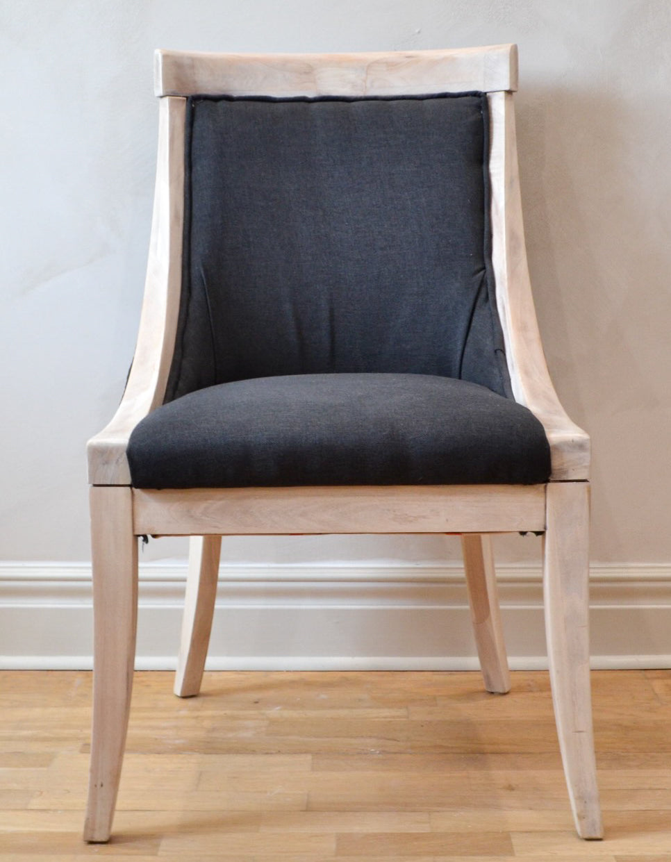 Black linen accent chair