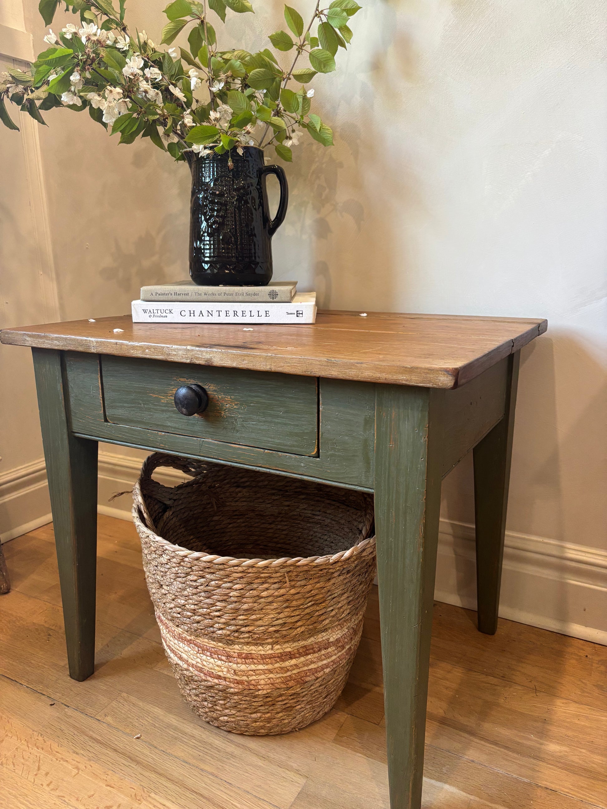 Rustic green side table