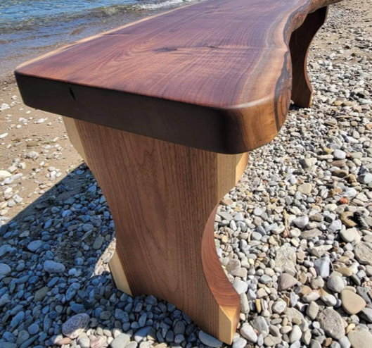 Walnut live edge bench