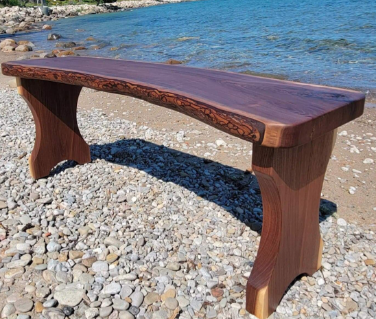 Walnut live edge bench