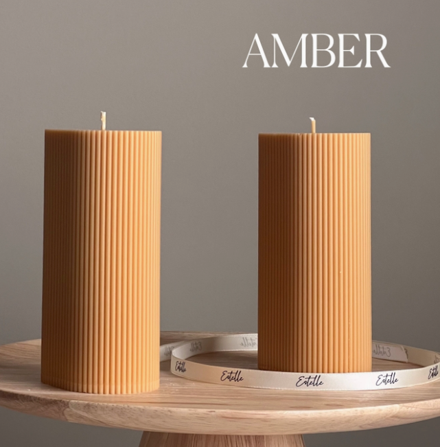 Ribbed Pillar Candle