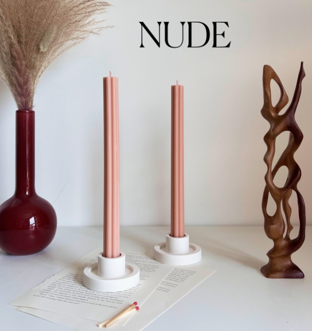 Narrow Ribbed Taper Candle