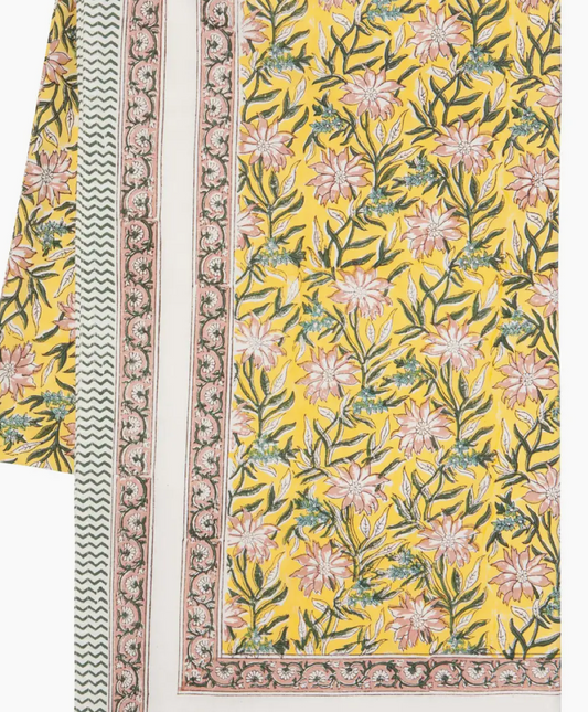 Clematis -Block Printed Table Cloth