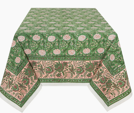 Peony -Block Printed Table Cloth