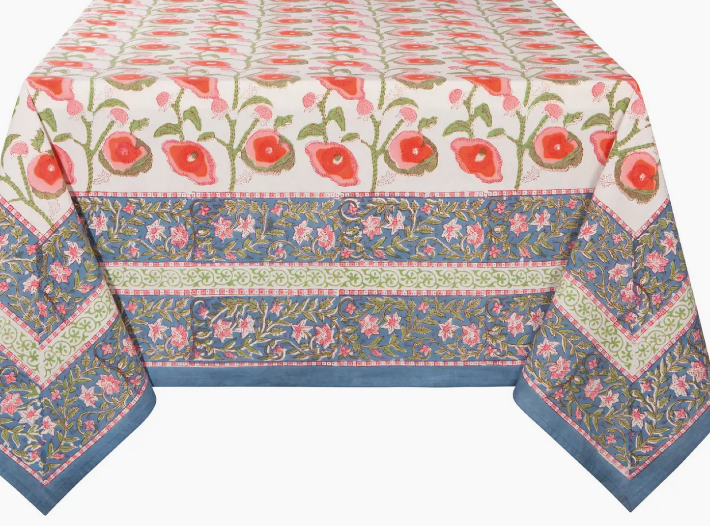Poppy -Block Printed Table Cloth