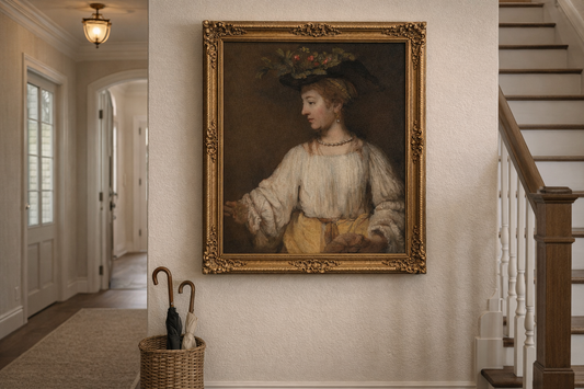 canvas print shown in antique gold frame